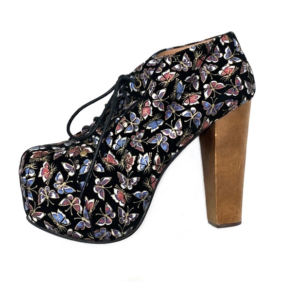 Jeffrey Campbell butterfly patterned Lita chunky leather platform booties 8.5 - Picture 12 of 12